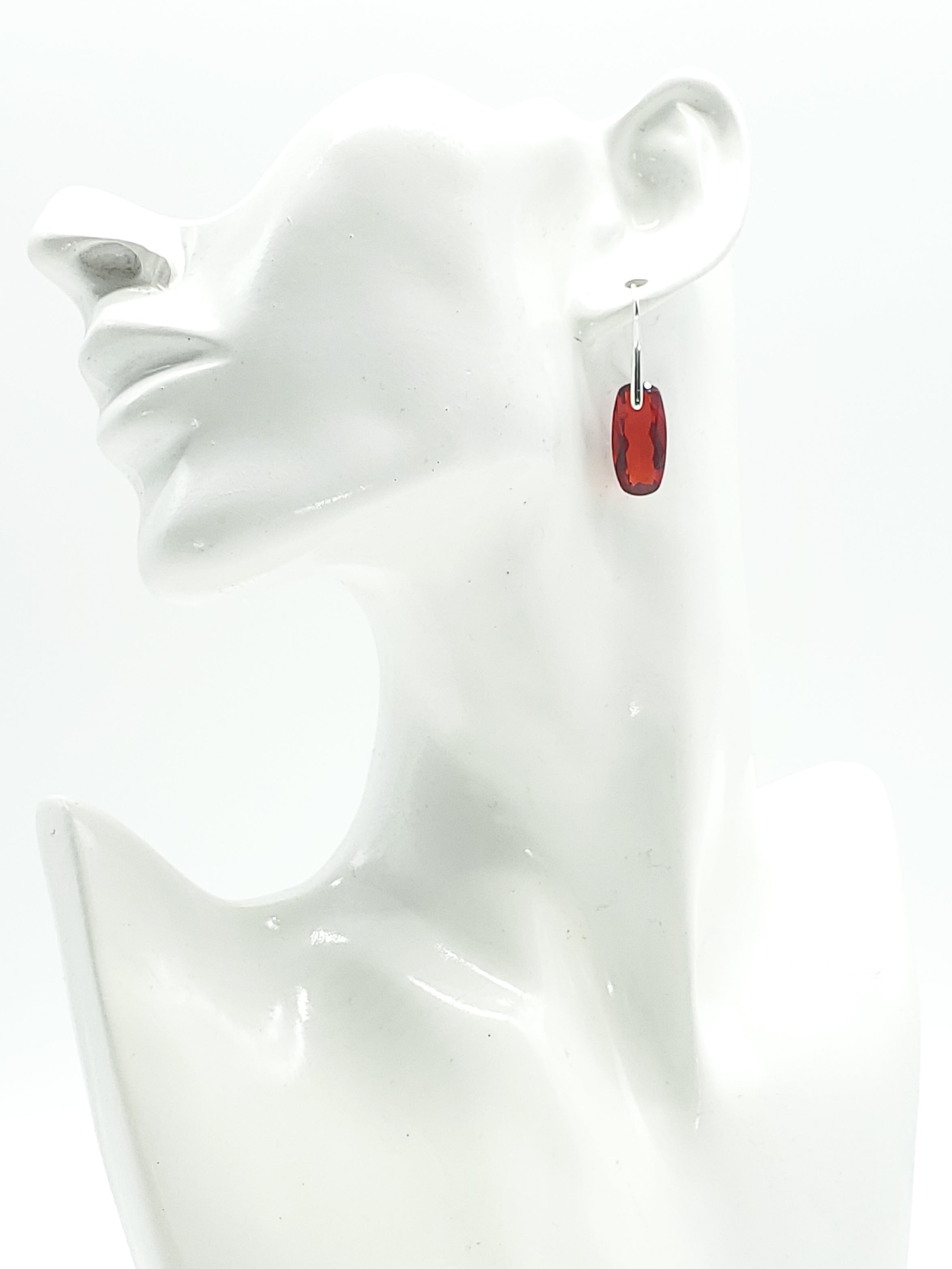 Cushion Cut Hydro Red Quartz Earrings on Sterling Silver Ear Wires - The Caffeinated Raven