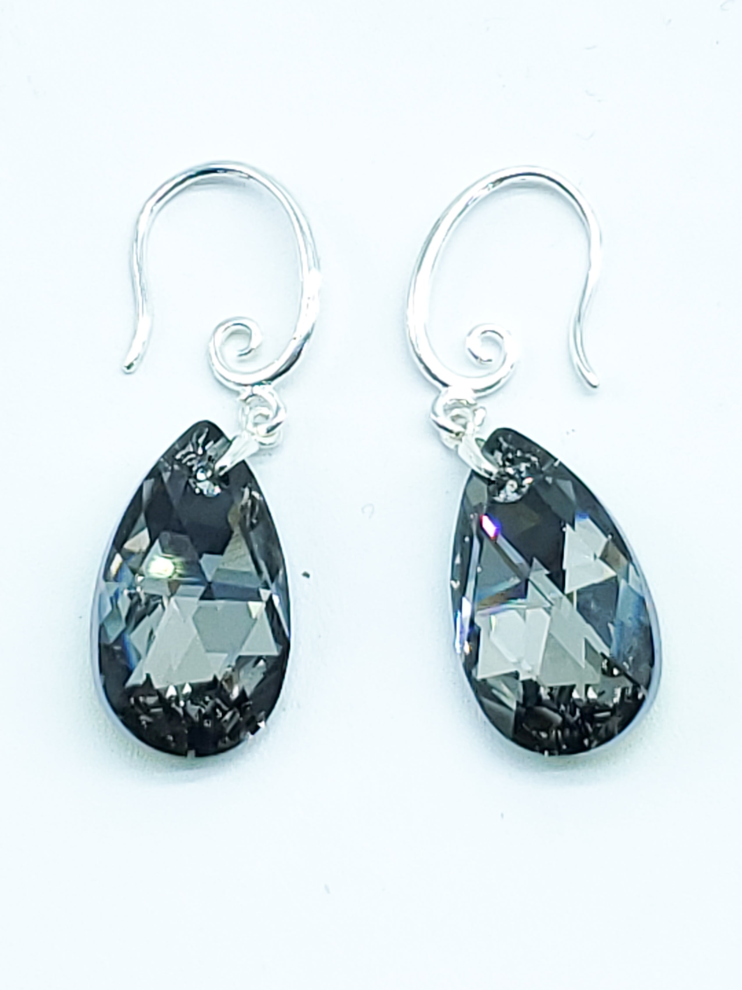 "Crystal Silver Night" Swarovski Crystal Earrings on Sterling Silver - The Caffeinated Raven