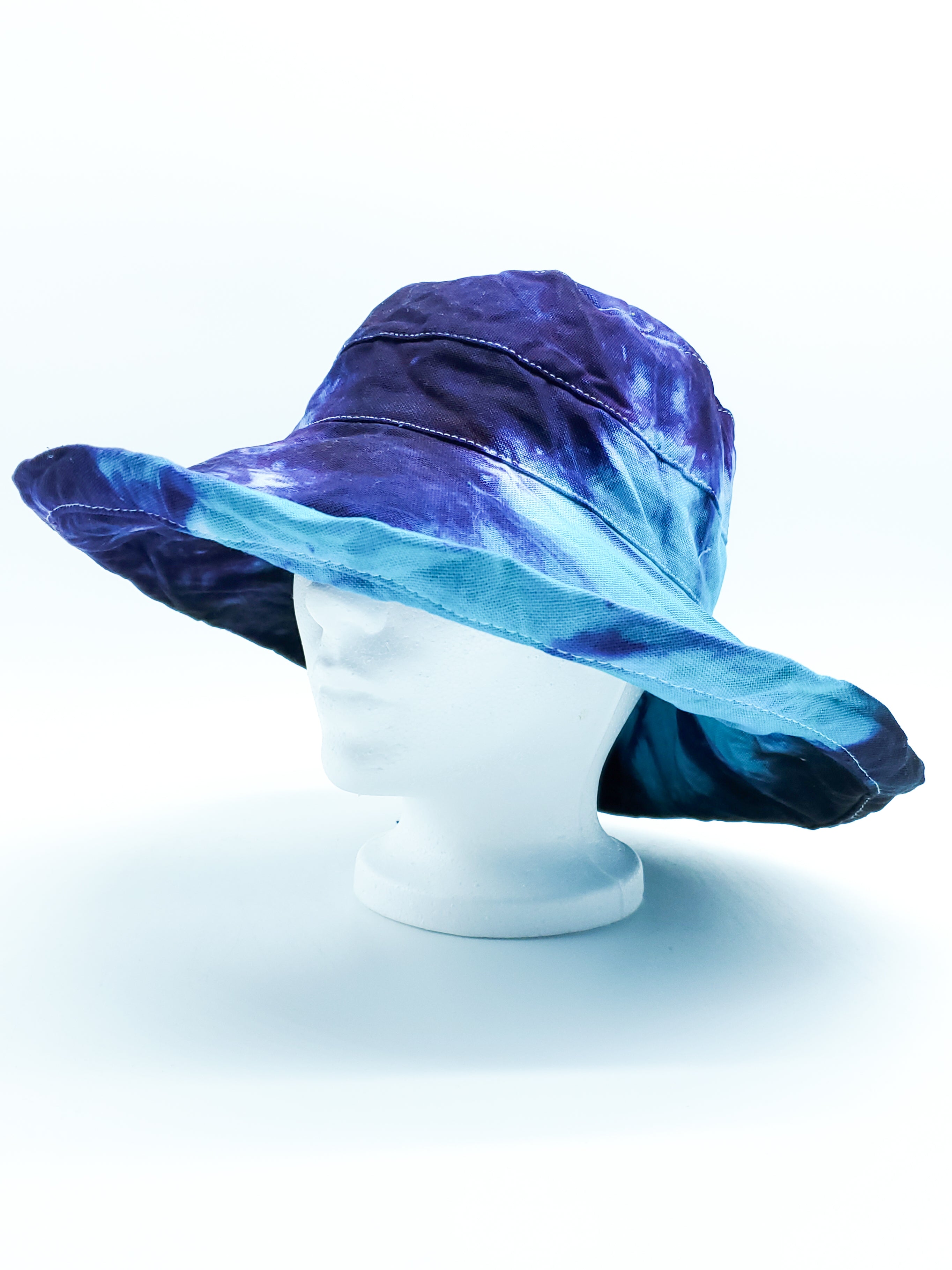 Adjustable Extra Wide Brim Tie Dyed Hat with Lining (O/S) - The Caffeinated Raven