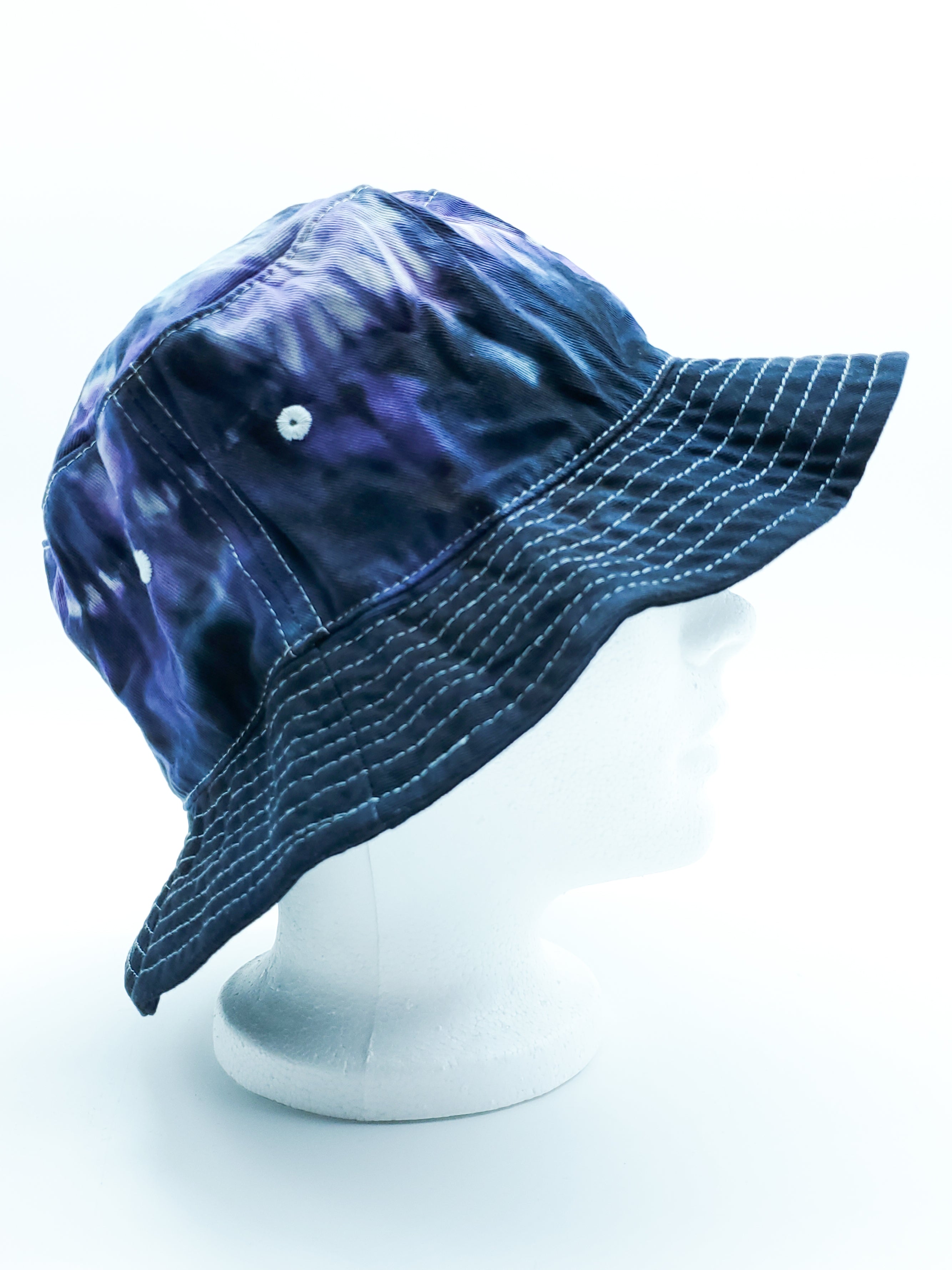 Black, Purple and Peacock Tie Dyed Bucket Hat (Adult, O/S) - The Caffeinated Raven