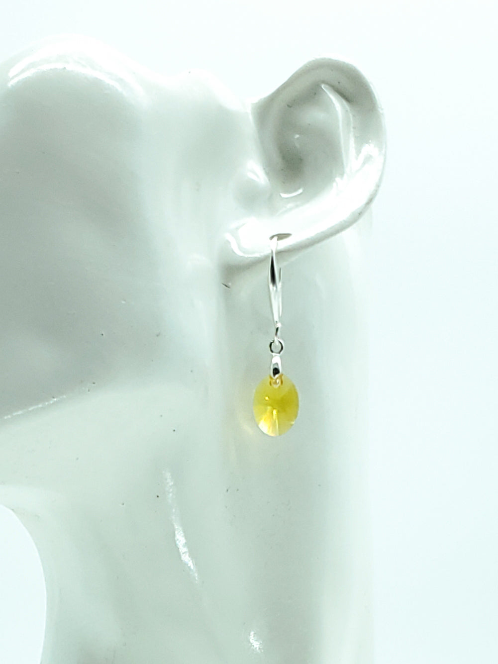 "Sunflower" OVAL SWAROVSKI CRYSTAL/STERLING SILVER EARRINGS - The Caffeinated Raven