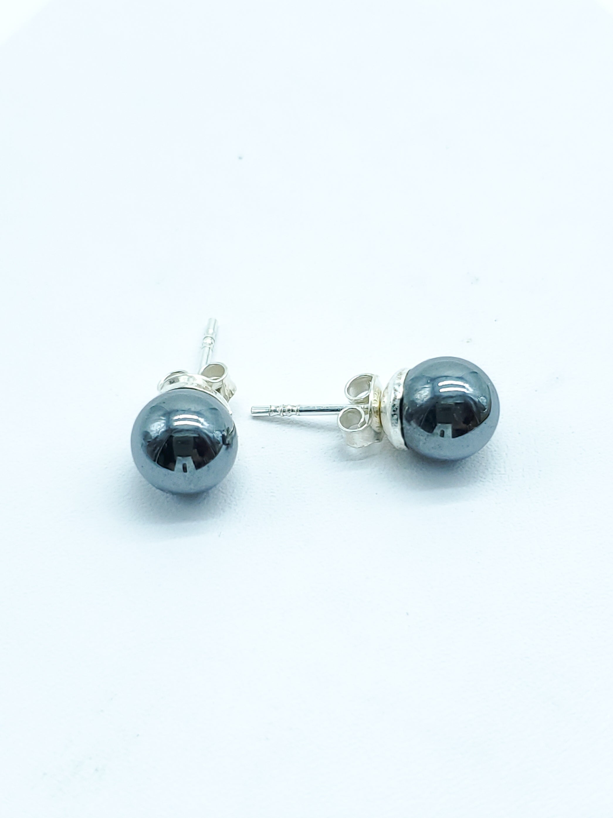 Hematite Sterling Silver Stud Earrings - The Caffeinated Raven