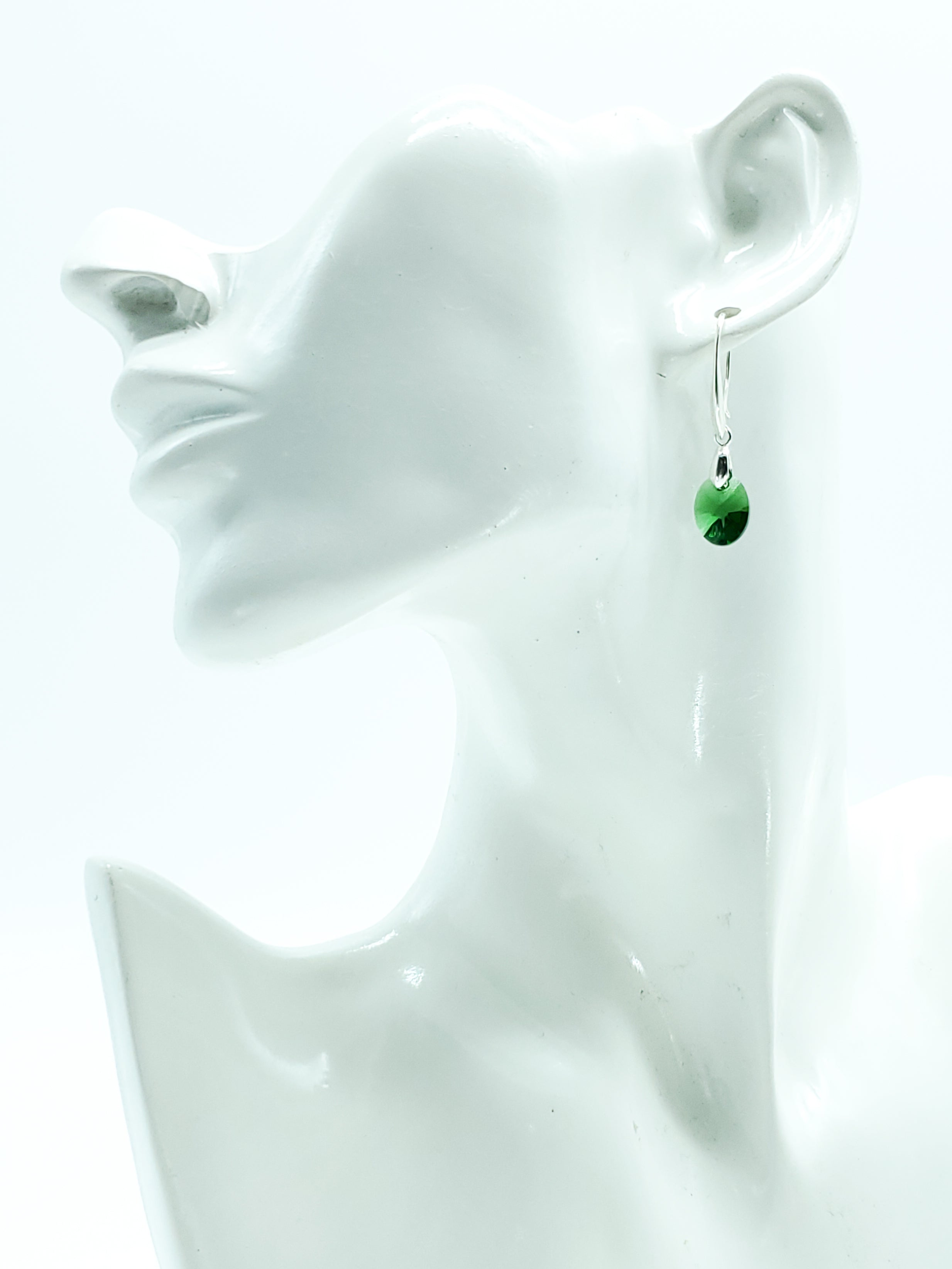 "Emerald" OVAL SWAROVSKI CRYSTAL/STERLING SILVER EARRINGS - The Caffeinated Raven