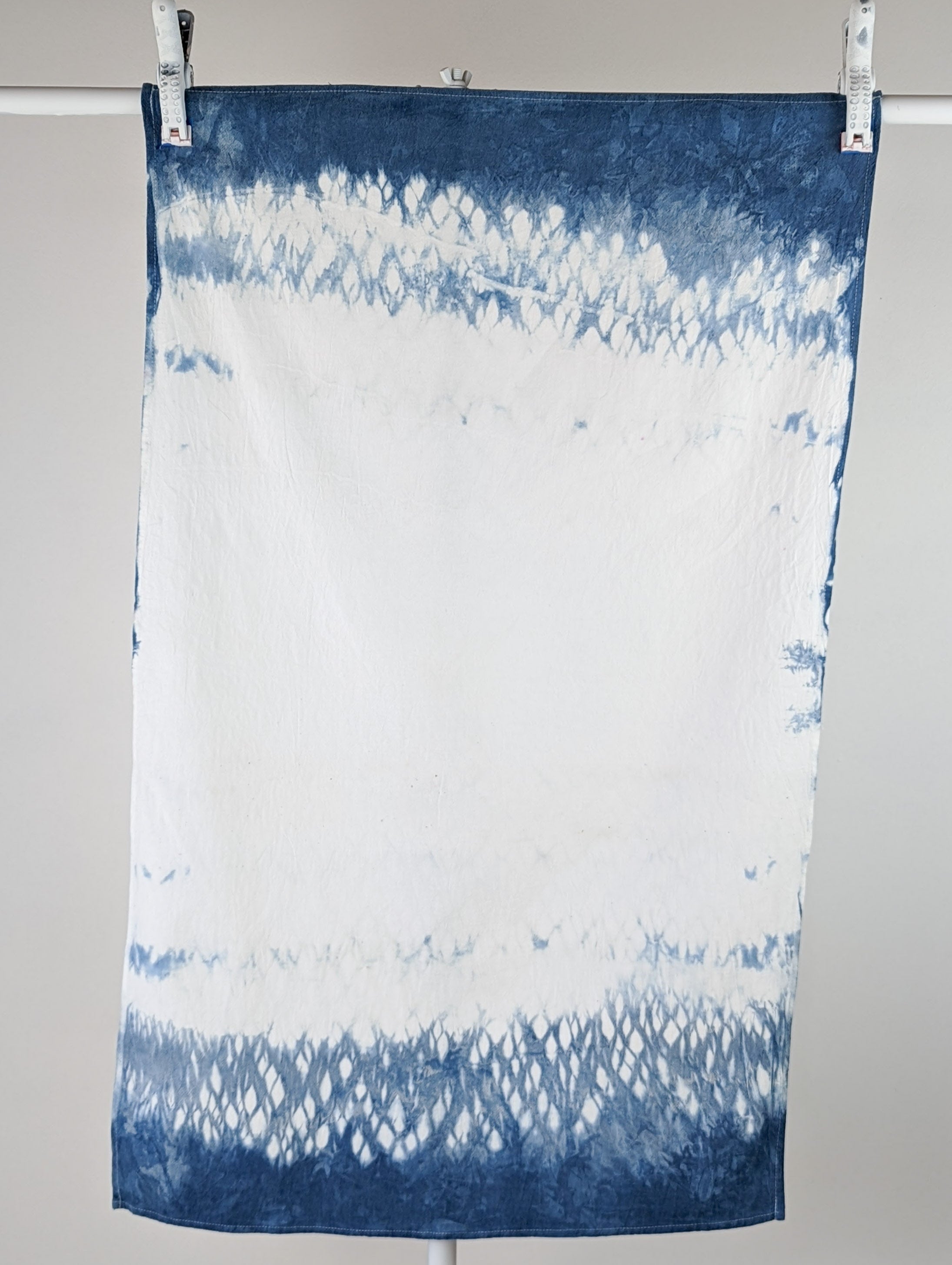 Indigo Shibori Sack Cloth Tea Towel - 24" x 38" - The Caffeinated Raven
