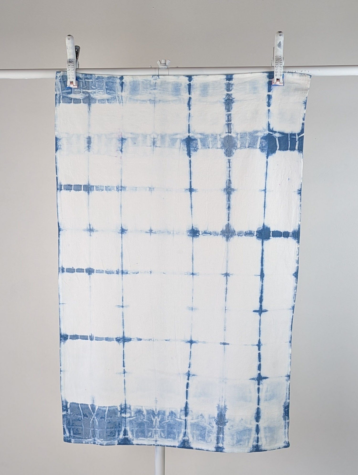 Indigo Shibori Cotton Sack Cloth Tea Towel- 24" x 38" - The Caffeinated Raven