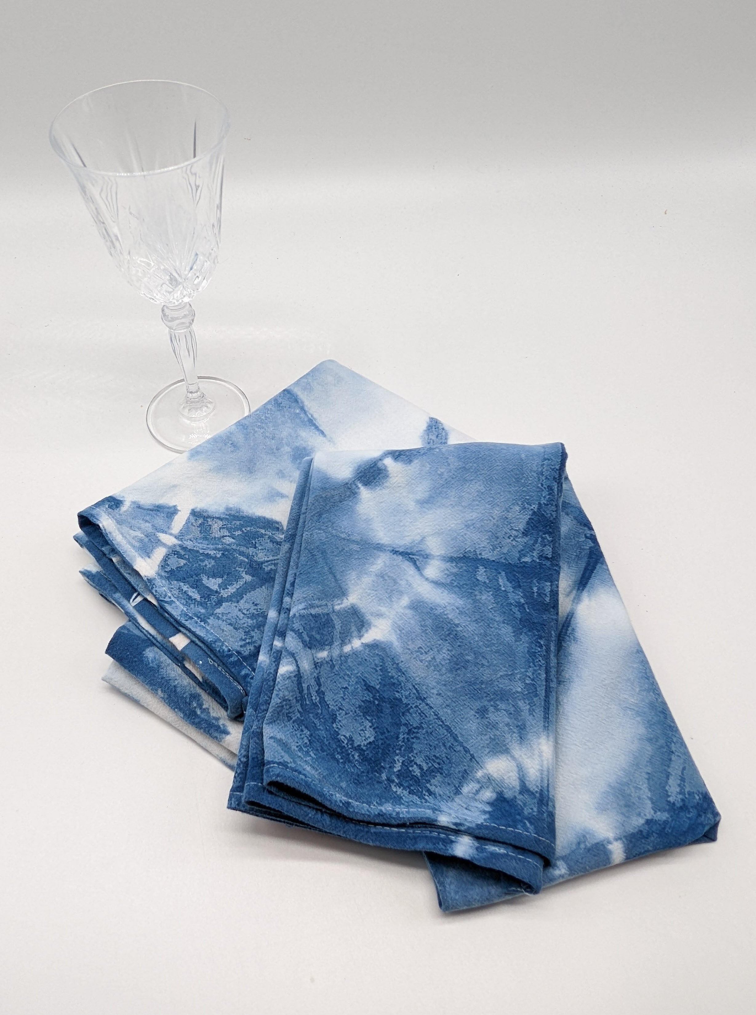 Indigo Shibori Cotton Sack Cloth Tea Towels - Set of 2 - 24" x 38" - The Caffeinated Raven