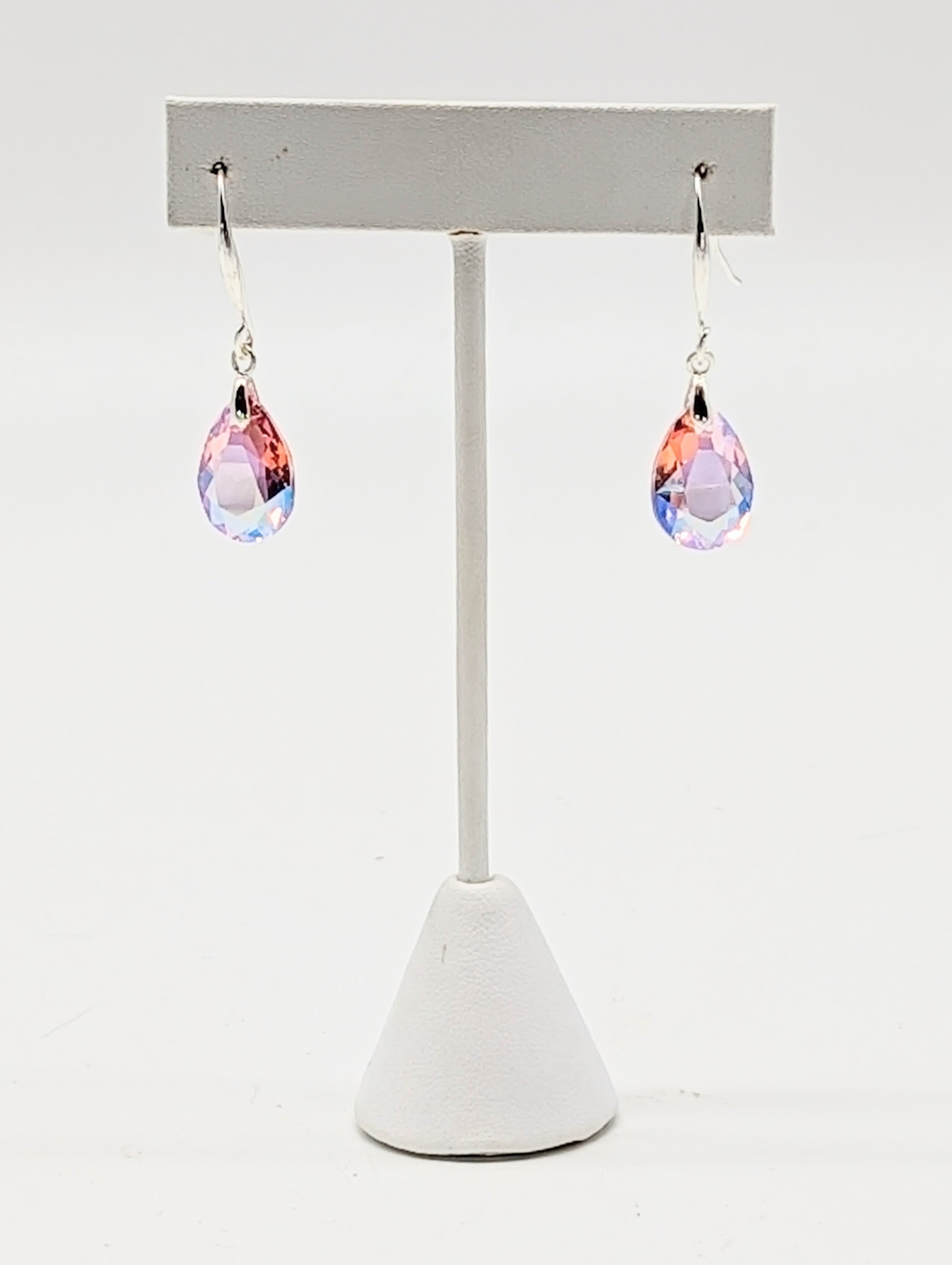 "Light Rose Shimmer" Austrian Crystal Earrings on Sterling Silver