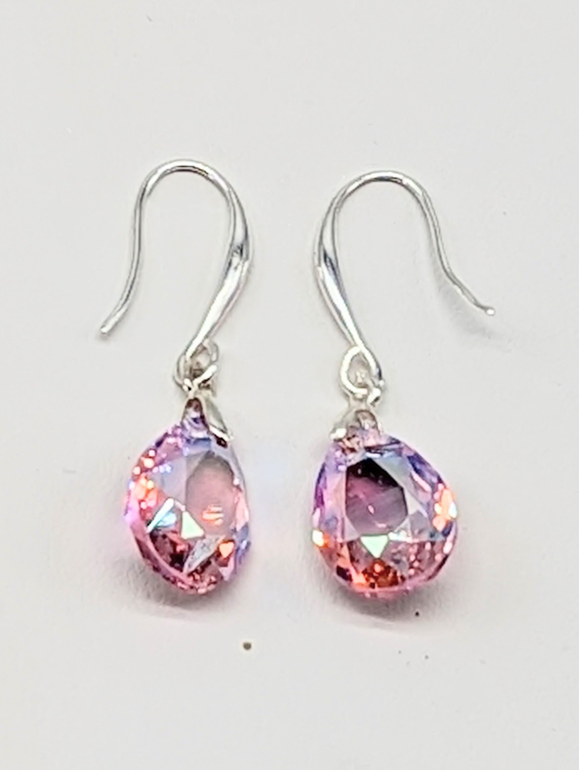 "Light Rose Shimmer" Austrian Crystal Earrings on Sterling Silver