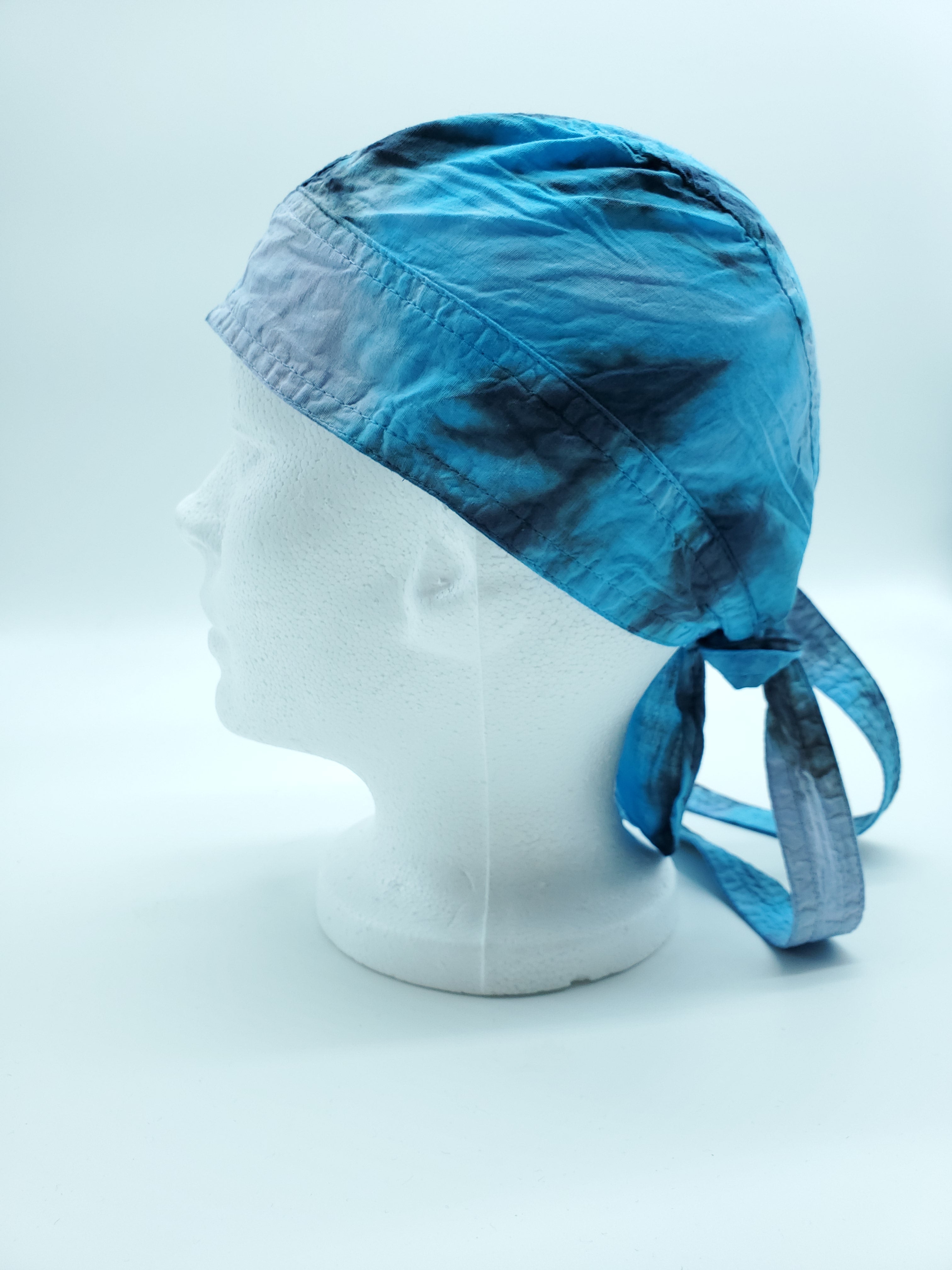 Blue and Black Tie Dyed Kerchief - The Caffeinated Raven