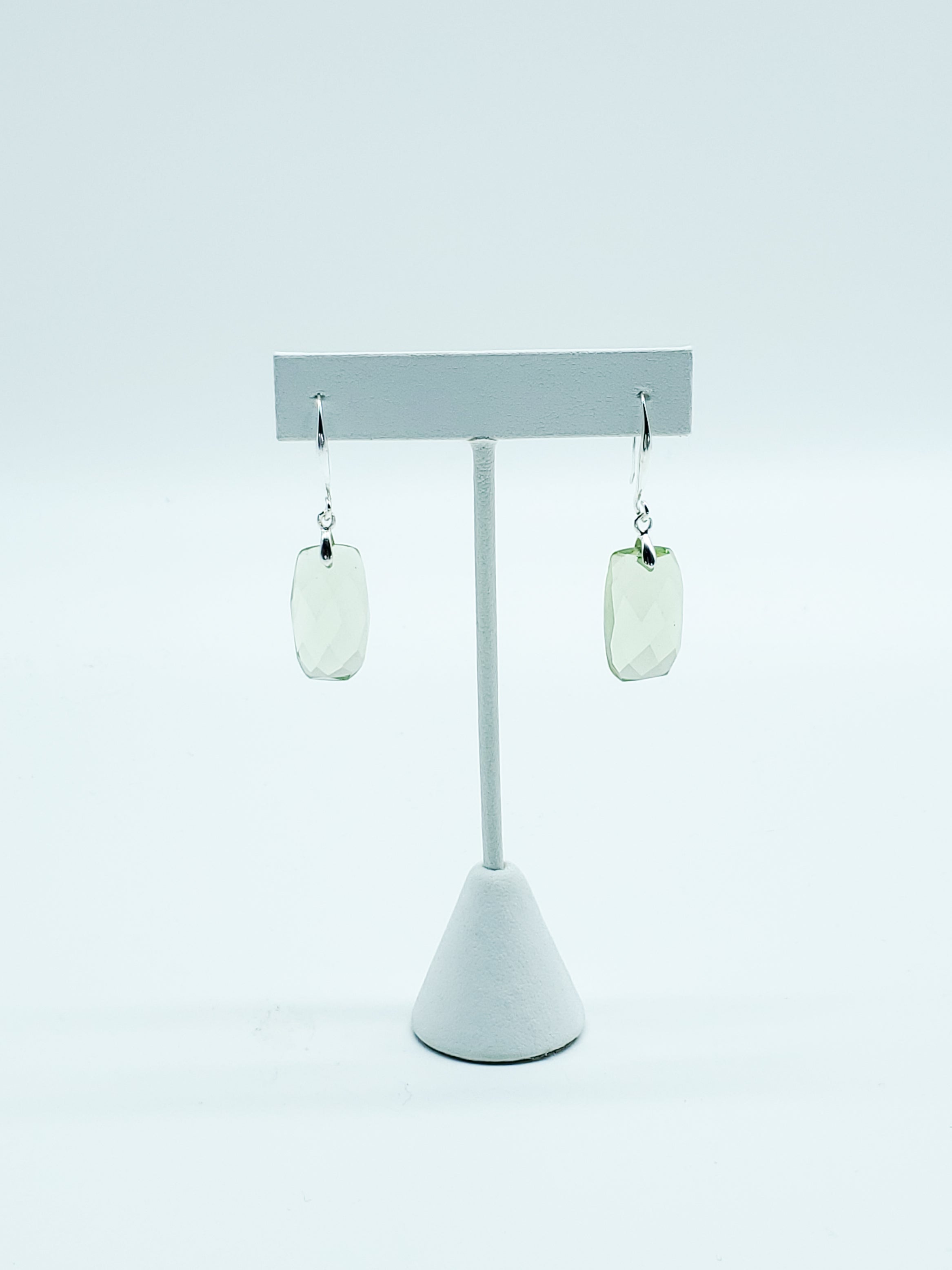 Bagette Faceted Hydro Peridot Quartz Earrings on Sterling Silver Ear Wires - The Caffeinated Raven