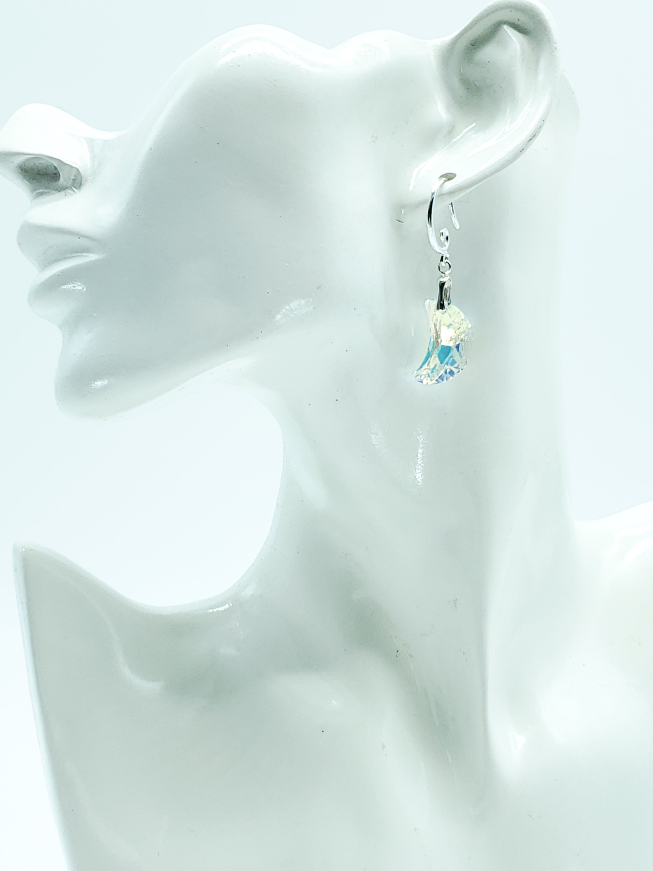 "Crystal Aurore Boreale" Swarovski Crystal Moon Earrings on Sterling Silver - The Caffeinated Raven