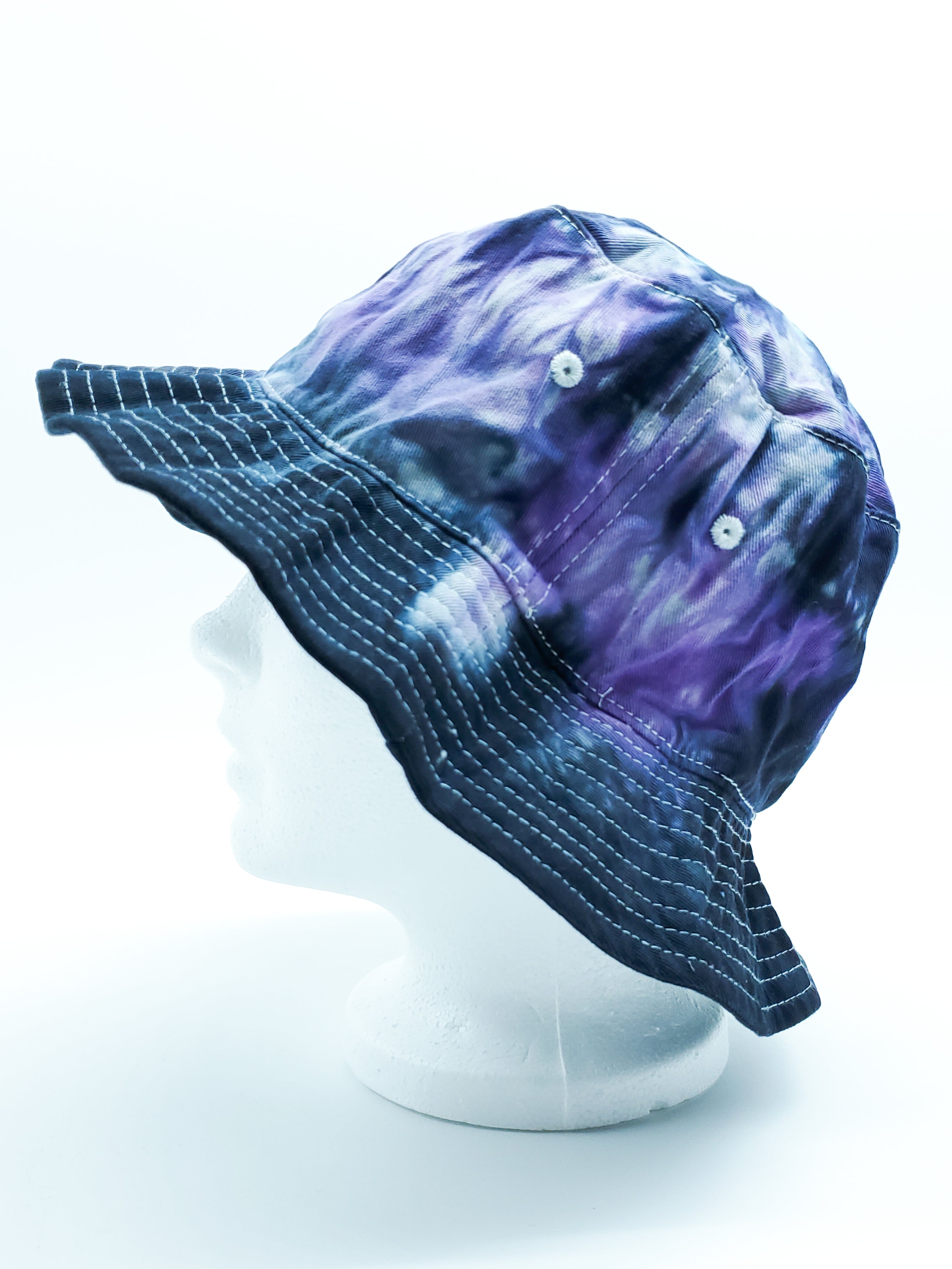 Black, Purple and Peacock Tie Dyed Bucket Hat (Adult, O/S) - The Caffeinated Raven