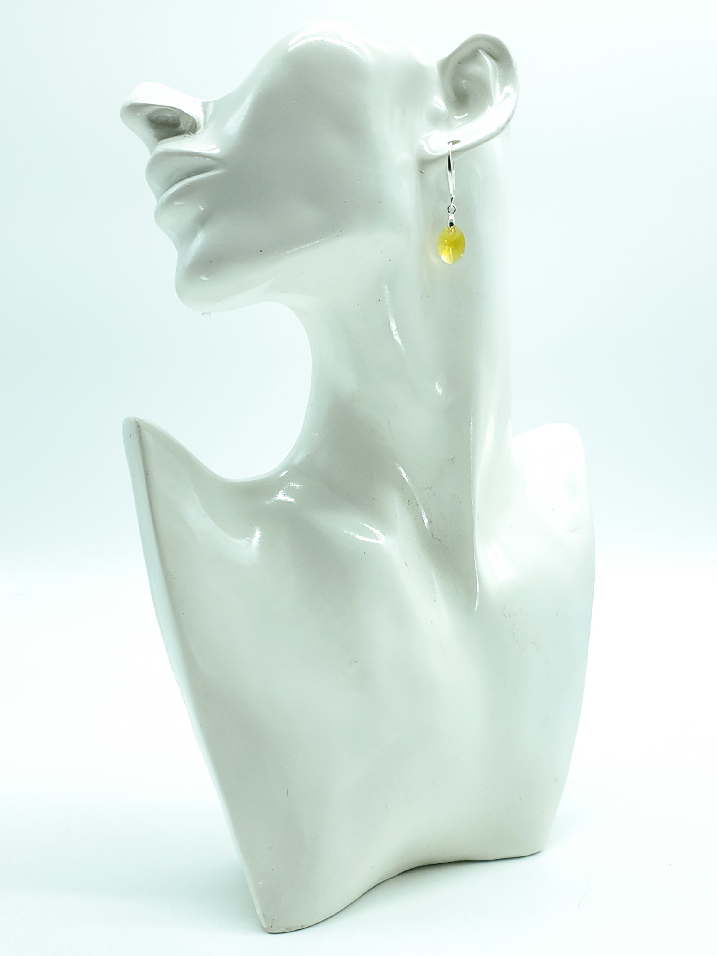 "Sunflower" OVAL SWAROVSKI CRYSTAL/STERLING SILVER EARRINGS - The Caffeinated Raven