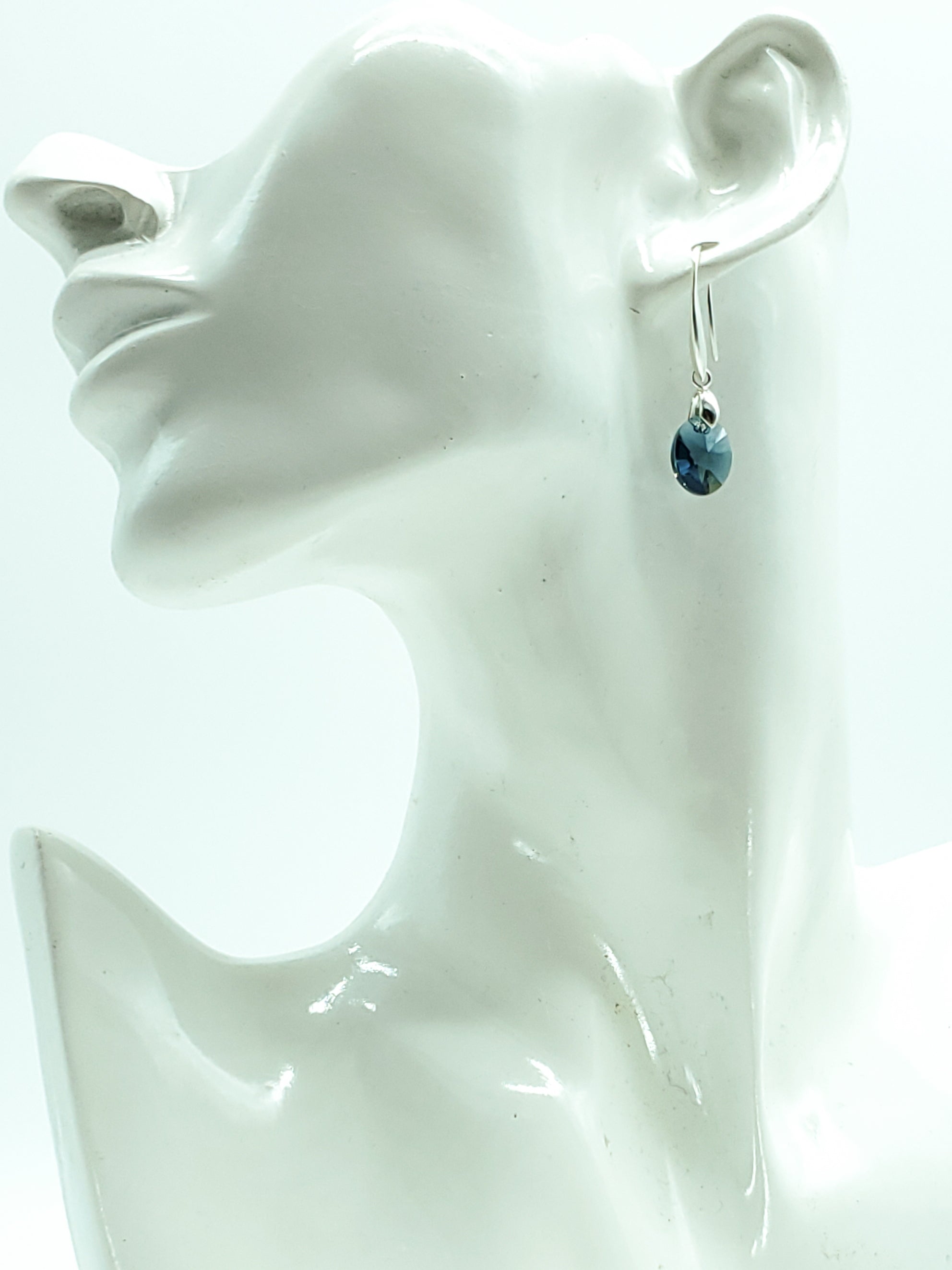 "Montana" OVAL SWAROVSKI CRYSTAL/STERLING SILVER EARRINGS - The Caffeinated Raven