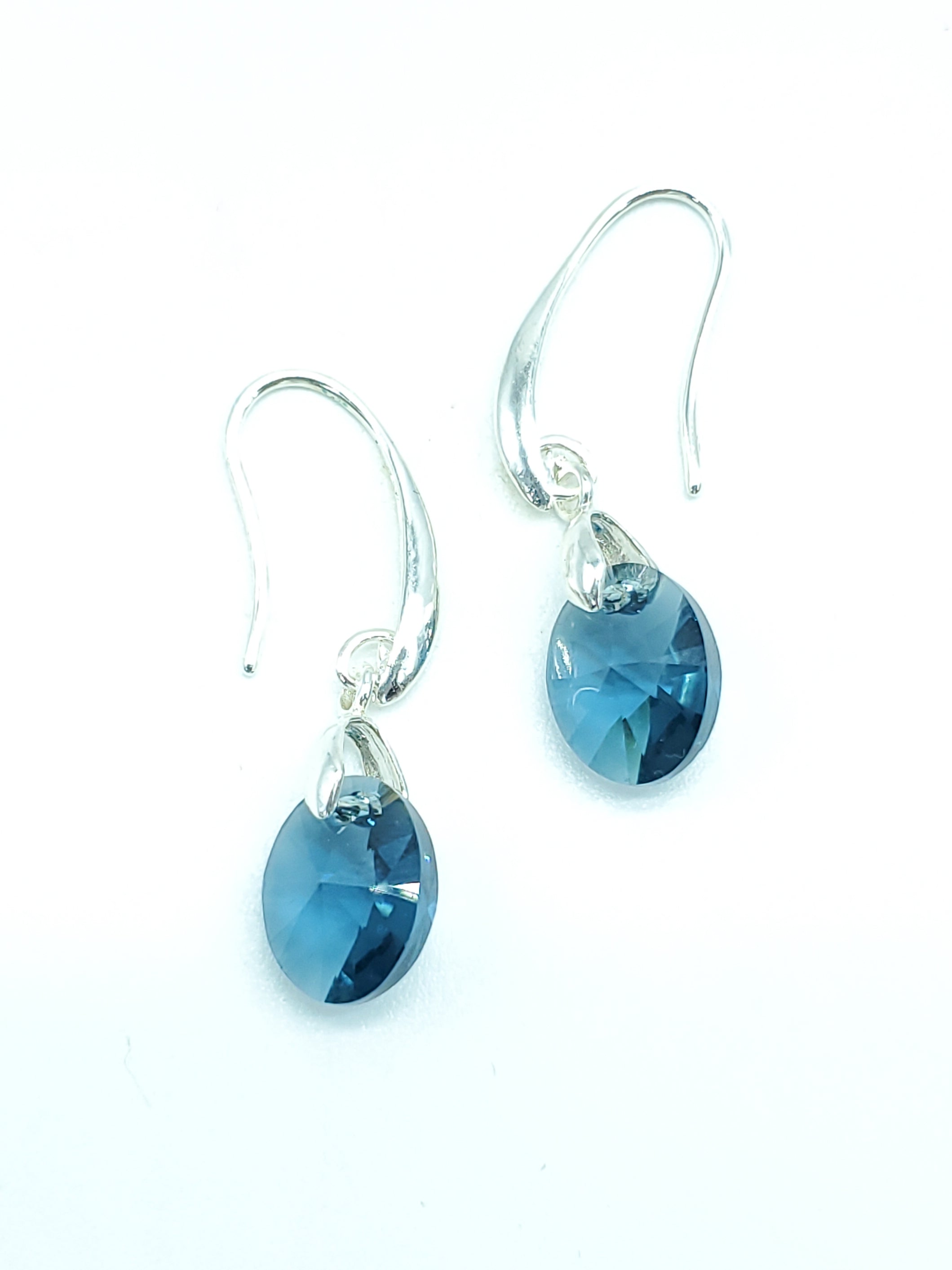 "Montana" OVAL SWAROVSKI CRYSTAL/STERLING SILVER EARRINGS - The Caffeinated Raven