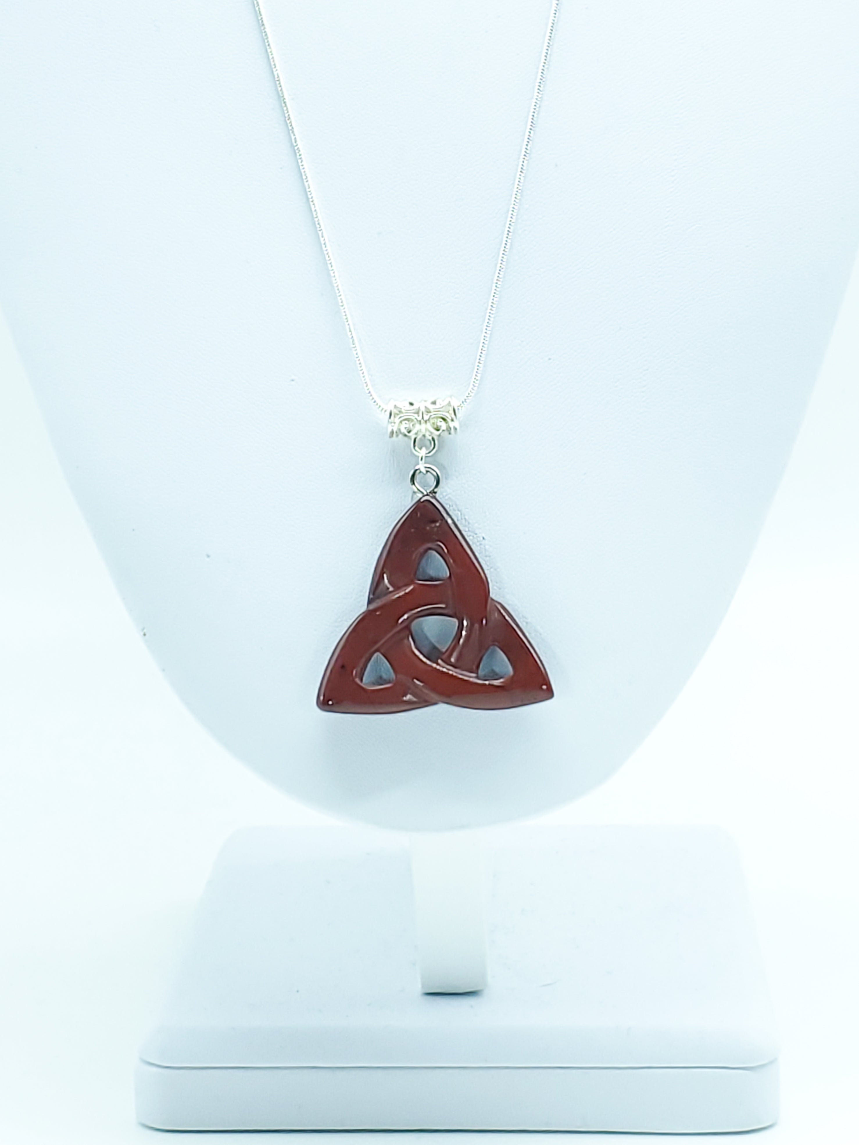 Carved Red Jasper Triquera on Sterling Silver Snake Chain - The Caffeinated Raven