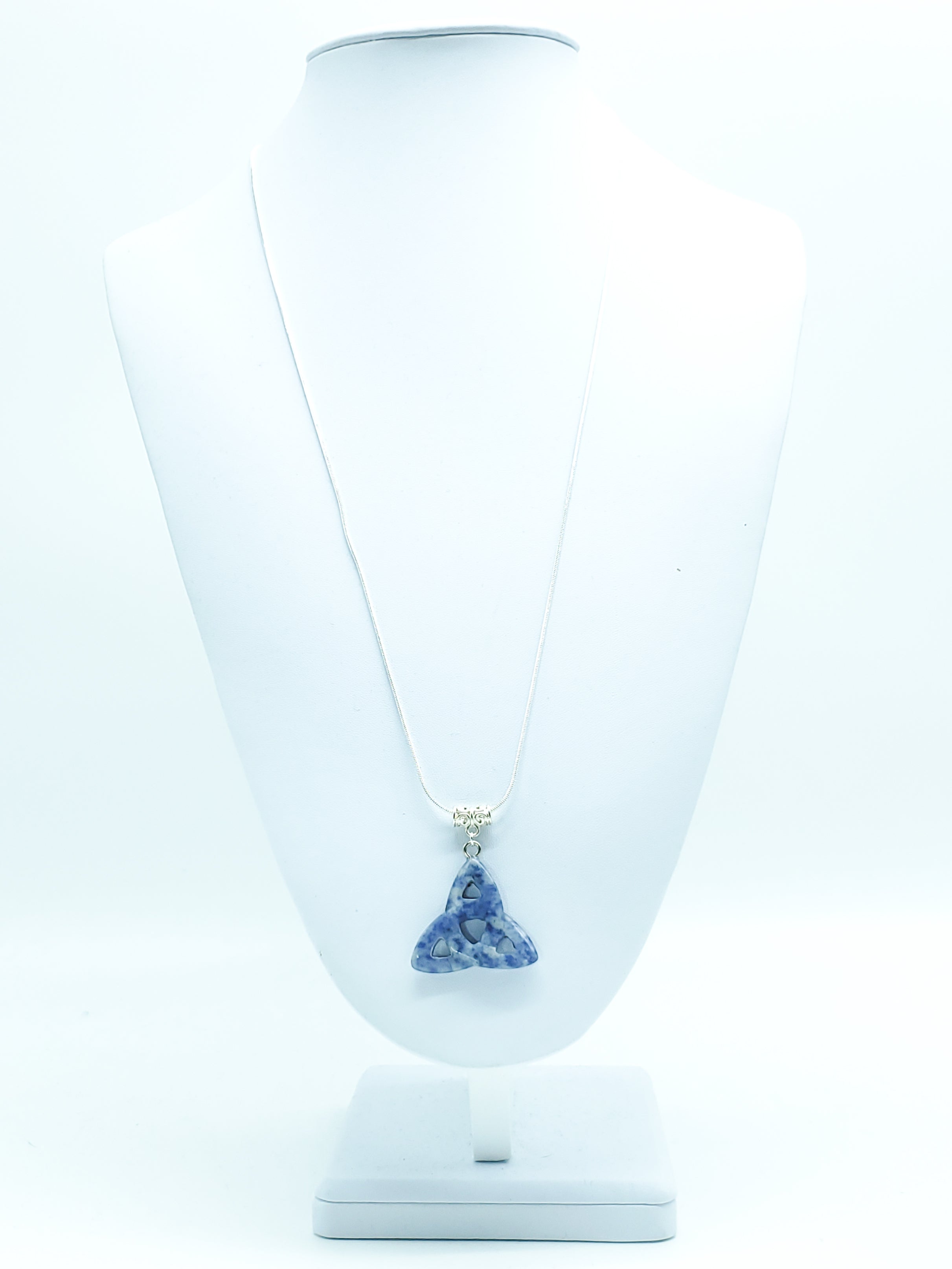 Carved Sodalite Triquera on Sterling Silver Snake Chain - The Caffeinated Raven