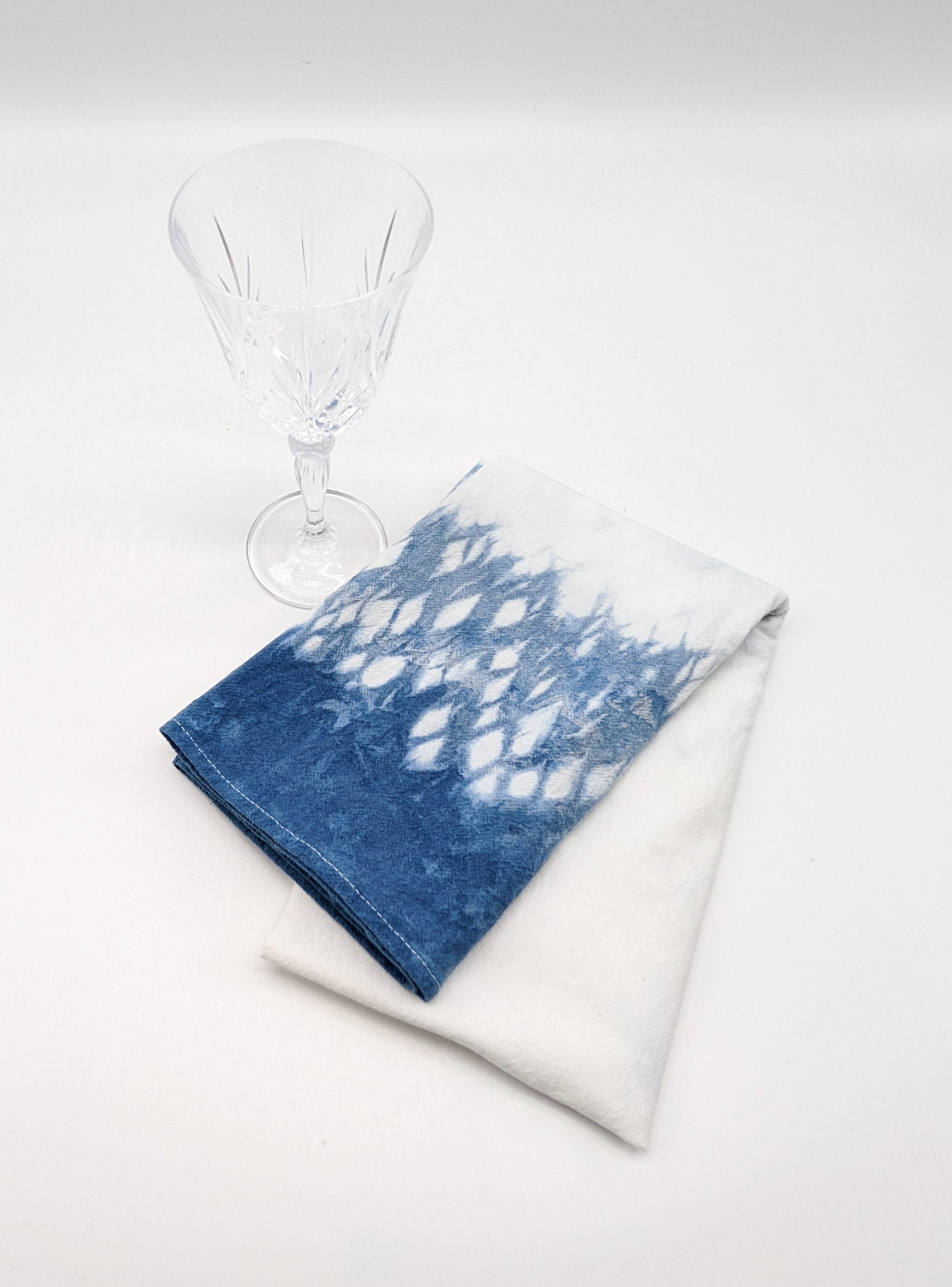 Indigo Shibori Sack Cloth Tea Towel - 24" x 38" - The Caffeinated Raven