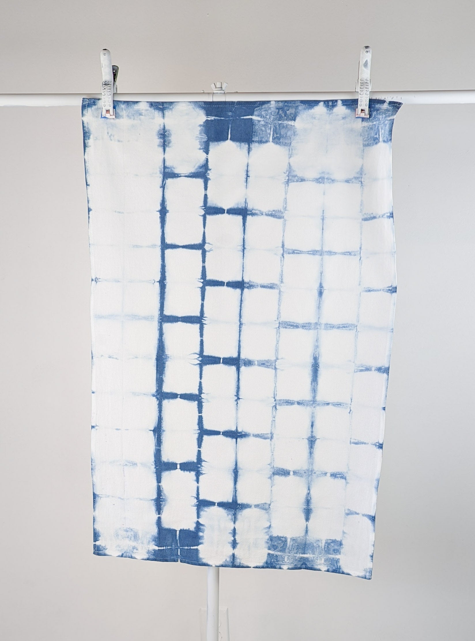 Indigo Shibori Cotton Sack Cloth Tea Towel - 24" x 38" - The Caffeinated Raven