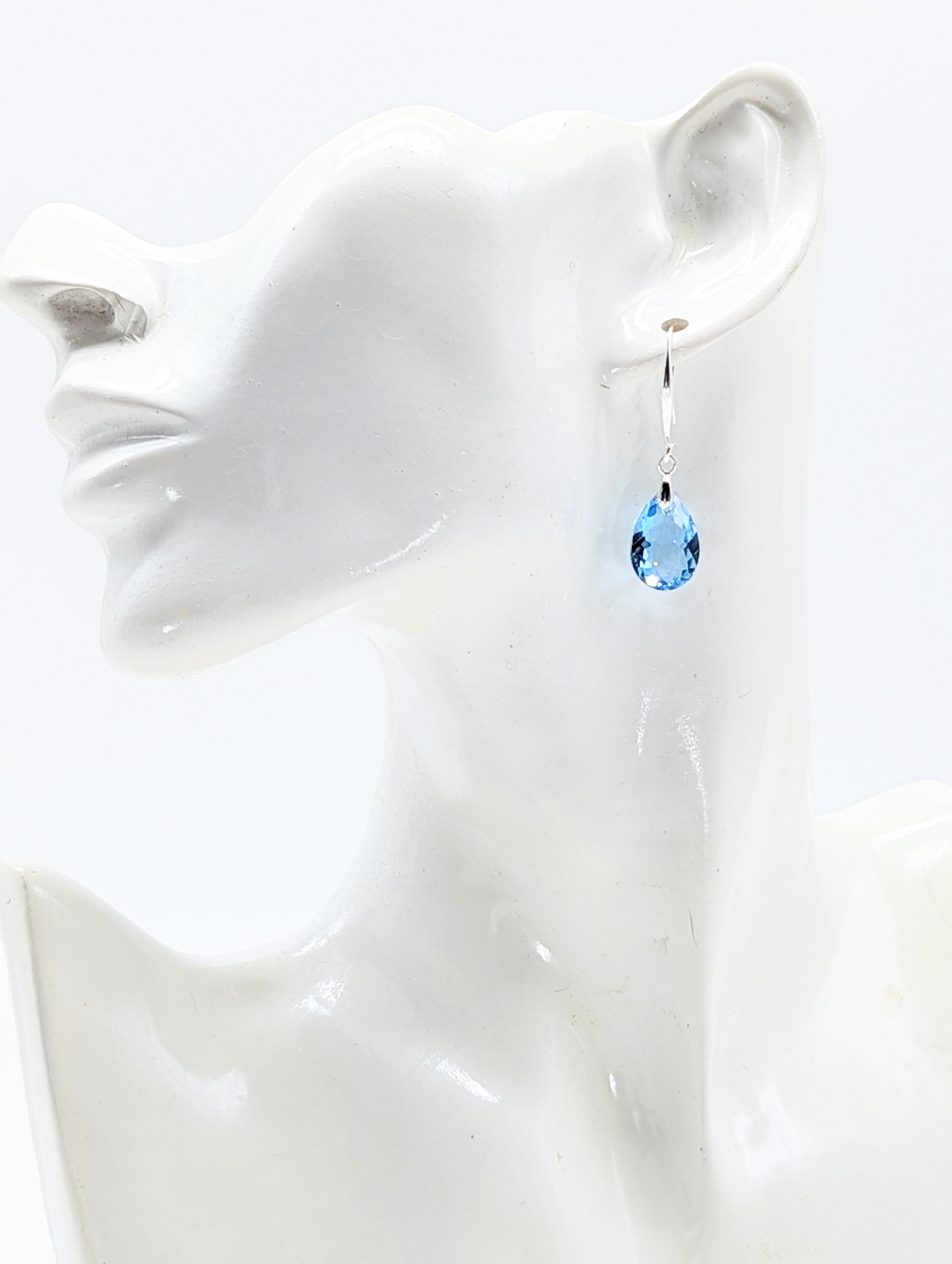 "Sapphire" Austrian Crystal Earrings on Sterling Silver