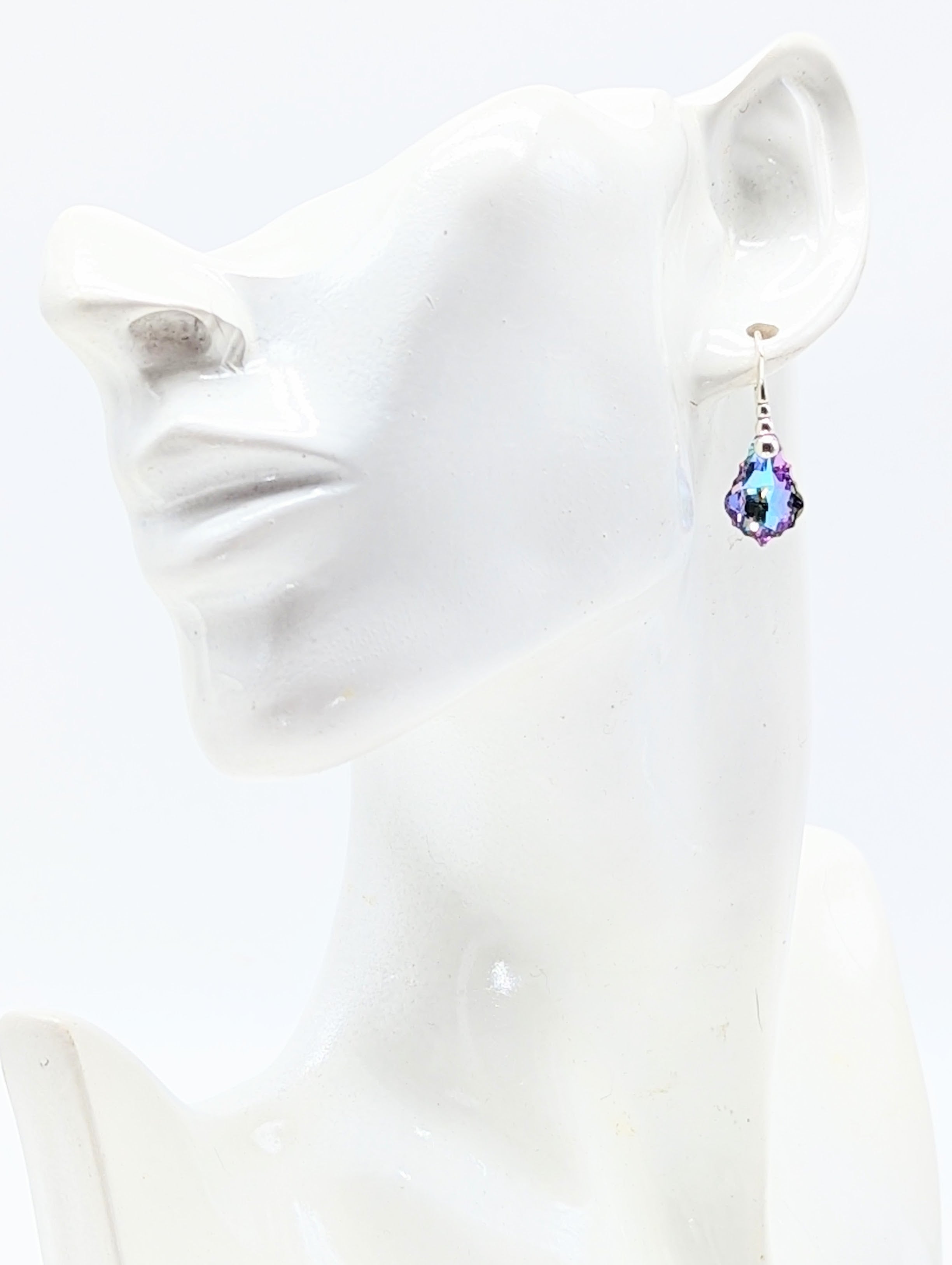 "Crystal Vitrail Light" Austrian Crystals on Sterling Silver Lever Back Earrings