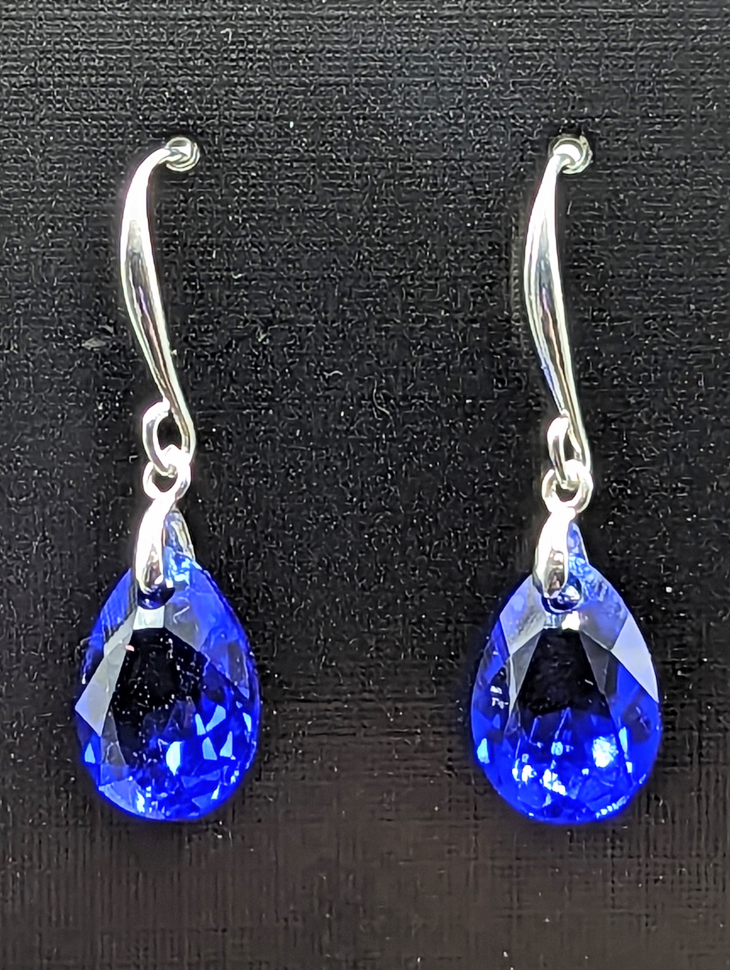 "Majestic Blue" Austrian Crystal Earrings on Sterling Silver