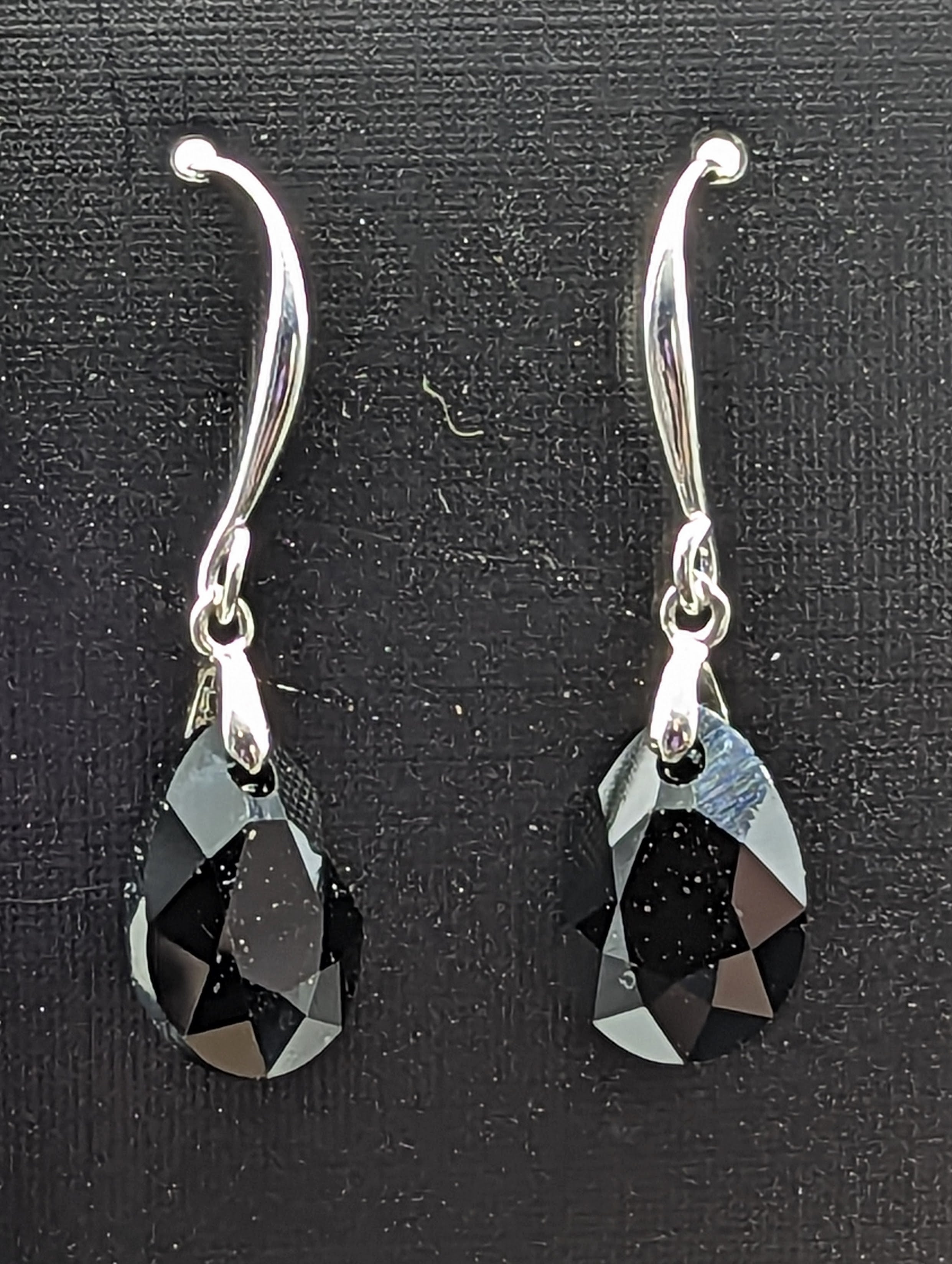 "Jet" Austrian Crystal Earrings on Sterling Silver