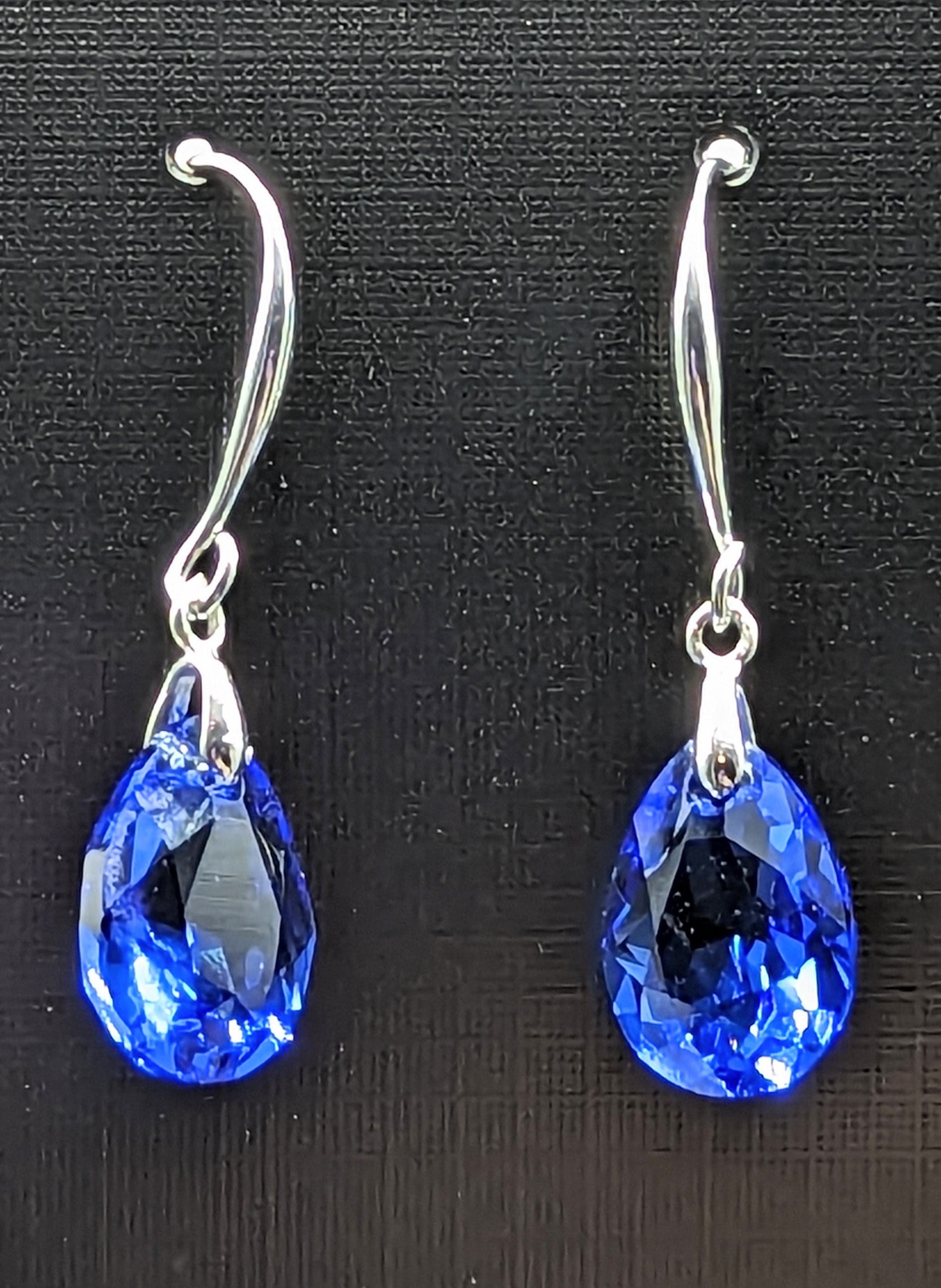"Crystal Bermuda Blue" Austrian Crystal Earrings on Sterling Silver