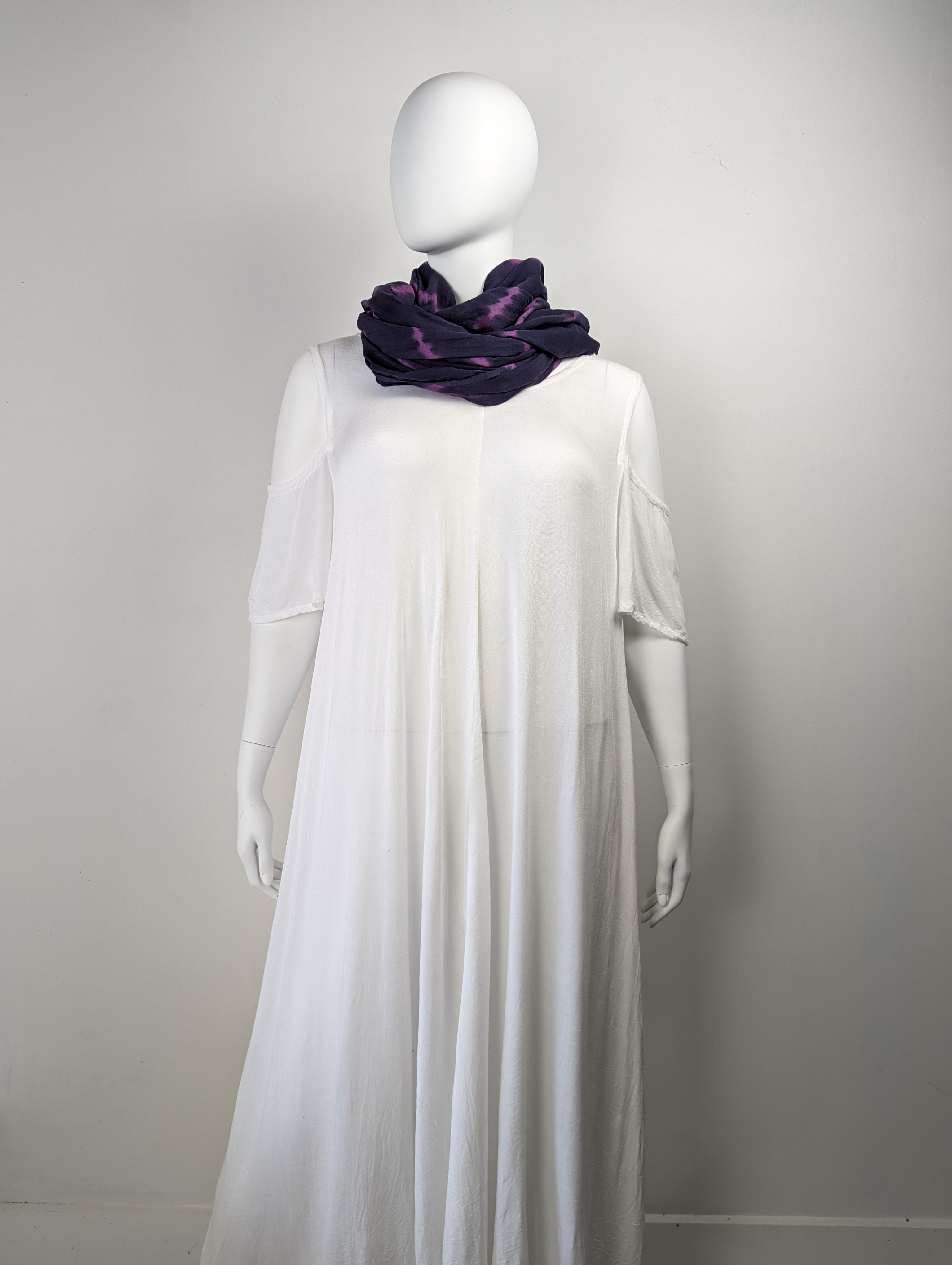 Black and Purple Organic Cotton Shawl/Scarf - 43" x 90"