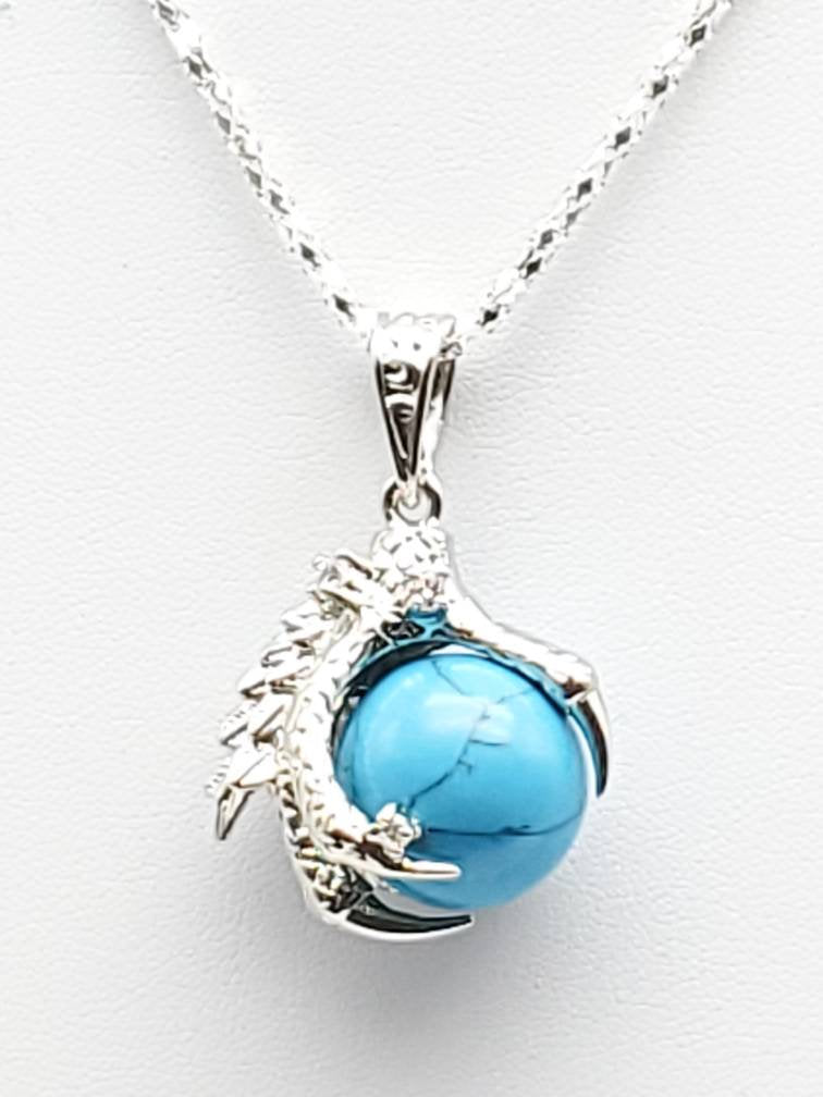 Turquoise Claw Pendant Necklace - The Caffeinated Raven