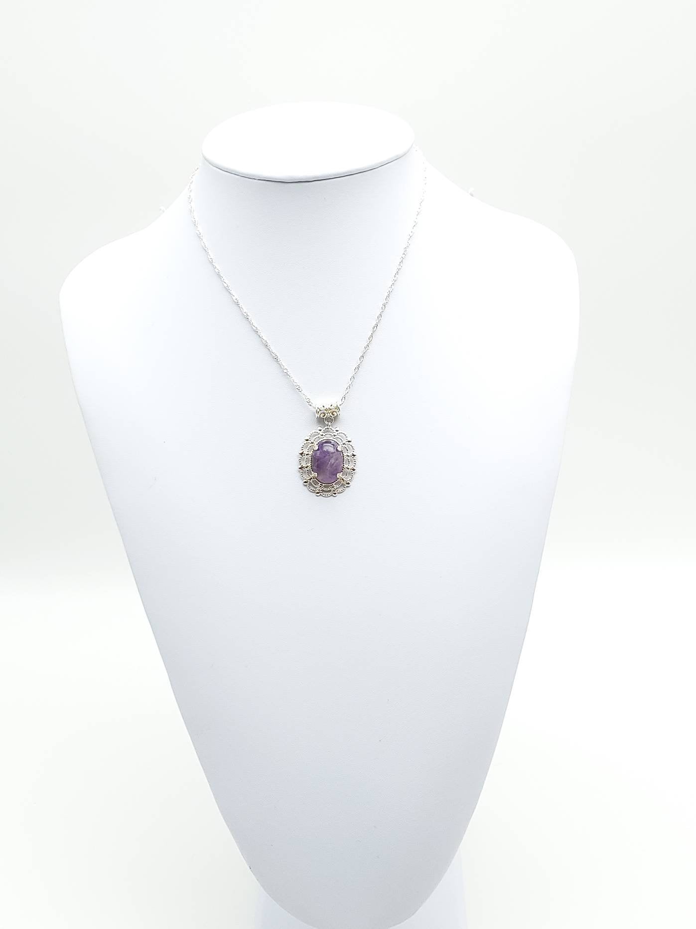 Amethyst Cabochon Pendant Necklace - The Caffeinated Raven