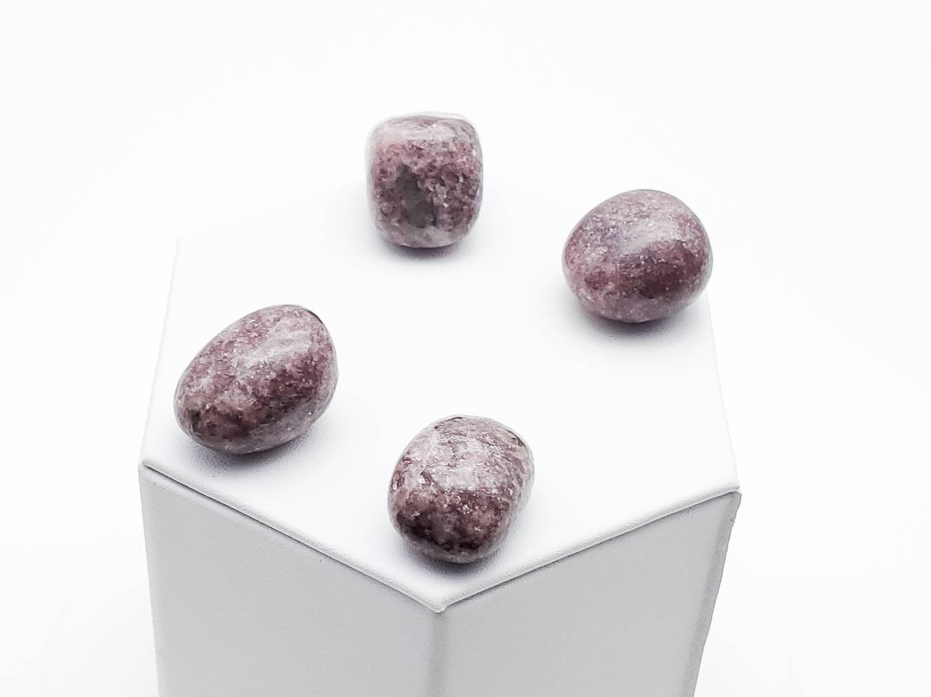 Set of 4 Tumbled and Polished Medium Sized Lilac Lepidolite Crystals - The Caffeinated Raven