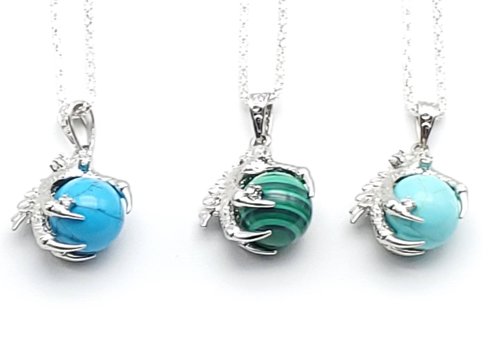 Turquoise Claw Pendant Necklace - The Caffeinated Raven