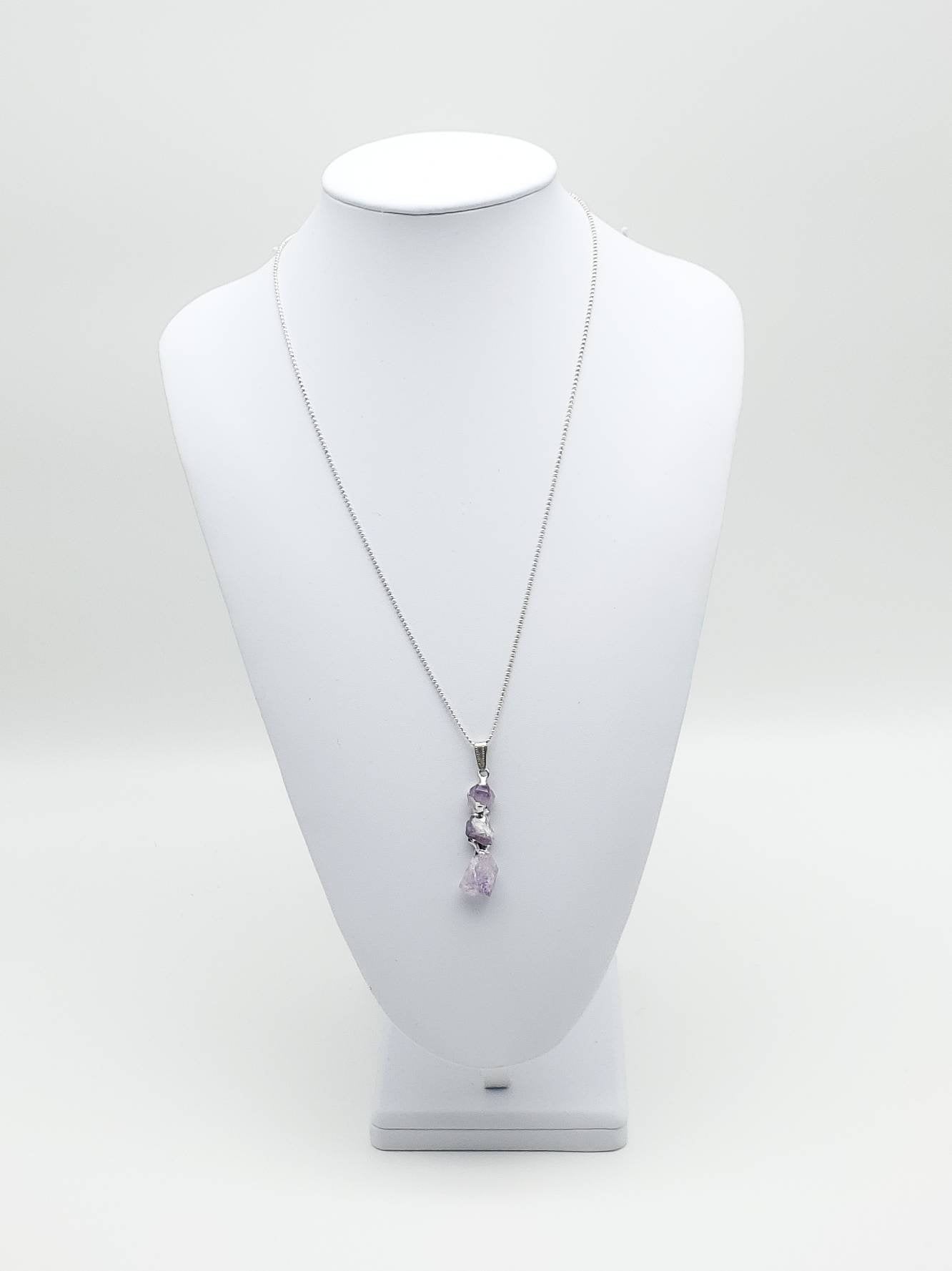 Raw Amethyst Silver Soldered Pendant Necklace - The Caffeinated Raven
