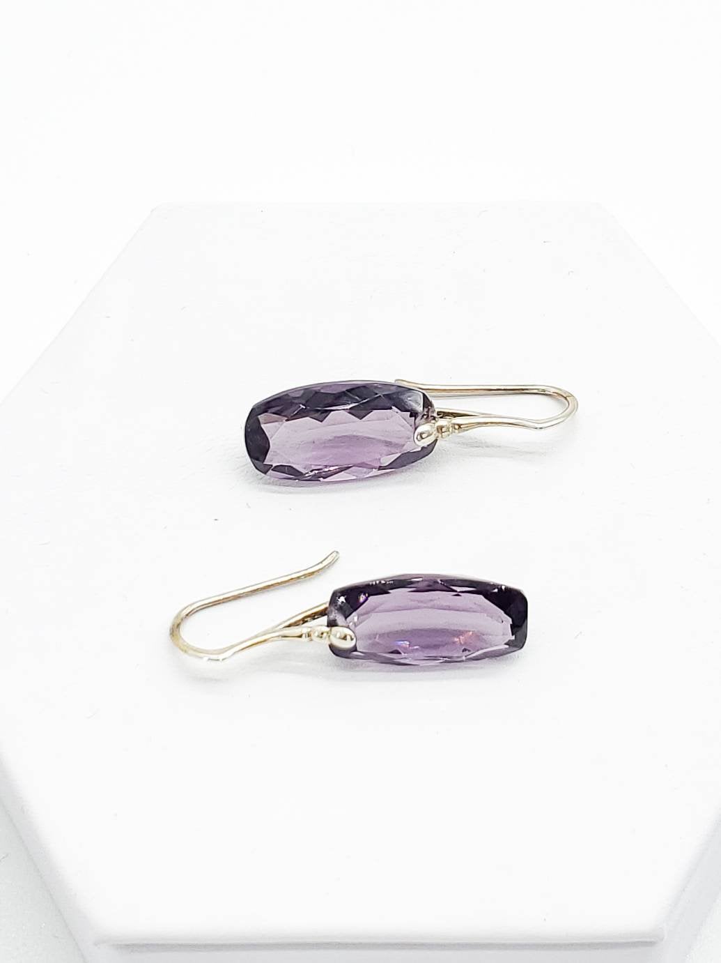 Cushion Cut Hydro Amethyst Earrings on Sterling Silver Ear Wires - The Caffeinated Raven
